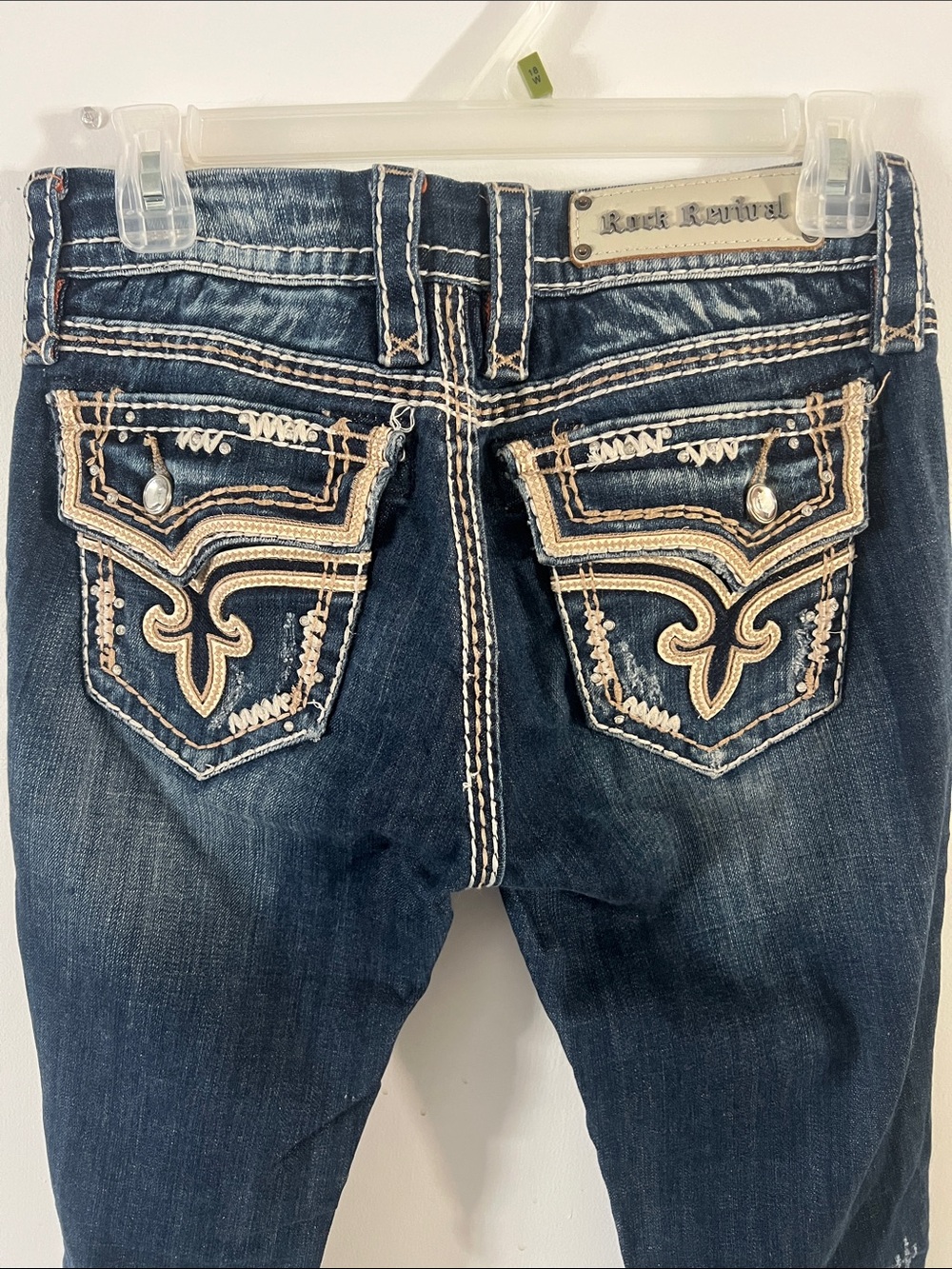 Rock Revival Women's Dark Blue Embroidered skinny Jeans